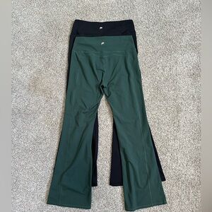 Fabletics Black and Green Flare Leggings